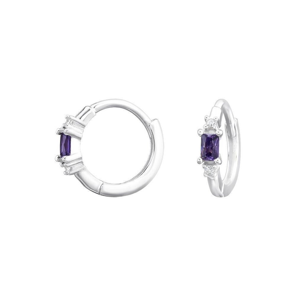 Sterling Silver CZ Baguette Huggie Hoop Earrings